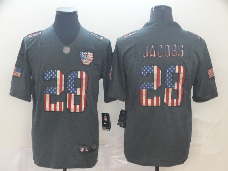 Men Oakland Raiders #28 Jacobs Carbon Black Retro USA flag Nike NFL Jerseys->oakland raiders->NFL Jersey